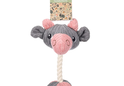 Flamingo Zoda Ram Puppy Plush Toy – 26cm Lamb Head with Rope and Squeaker
