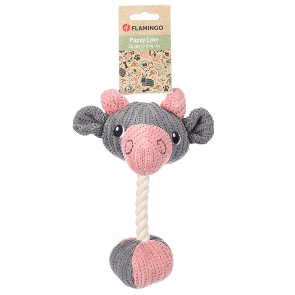 Flamingo Zoda Ram Puppy Plush Toy – 26cm Lamb Head with Rope and Squeaker