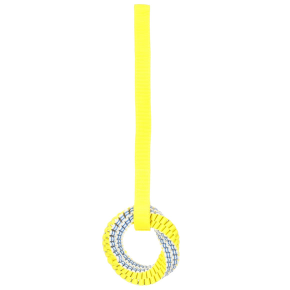 Flamingo Glowa Tug Rope Ring – Large Glow-in-the-Dark Yellow and Blue Durable Toy
