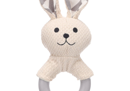 Flamingo Puppy Love Rabbo Rabbit Toy – Soft Plush with Teether, Gentle Chew Aid