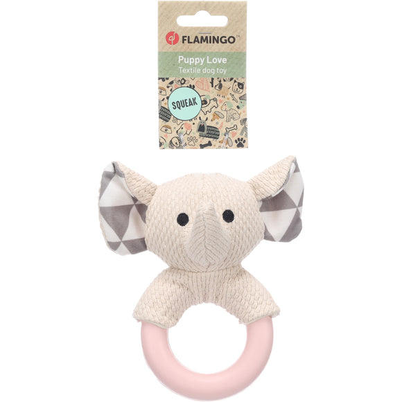 Flamingo Puppy Love Fabbo Elephant – Soft Plush Puppy Toy with Teether Attachment, Elephant Design