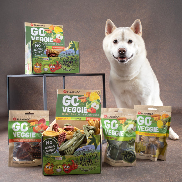 Flamingo Go Veggie Snacks with Strawberry 120g – Vegan Dog Treats, Natural Strawberry Flavor