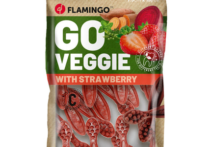 Flamingo Go Veggie Snacks with Strawberry 120g – Vegan Dog Treats, Natural Strawberry Flavor