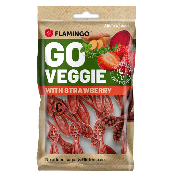 Flamingo Go Veggie Snacks with Strawberry 120g – Vegan Dog Treats, Natural Strawberry Flavor