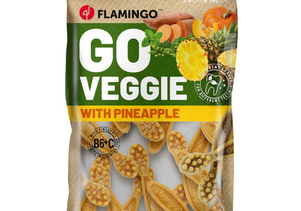 Flamingo Go Veggie Snacks with Pineapple 120g – Vegan Dog Treats, Pineapple Flavor, Healthy Reward