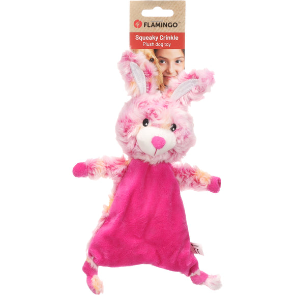 Flamingo Roza Rabbit Pink Dog Toy – Soft Plush Rustling Rabbit, Engaging Playtime