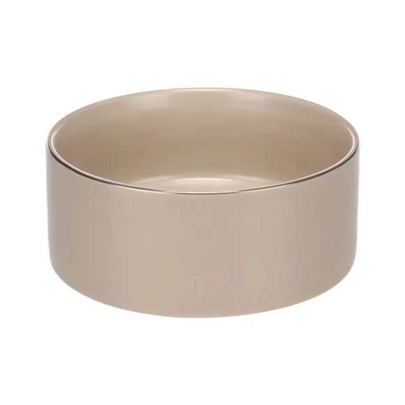 Flamingo Eram Ceramic Bowl – Medium Beige Dish with Shiny Rim, Durable Finish