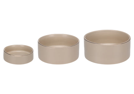 Flamingo Eram Ceramic Bowl – Medium Beige Dish with Shiny Rim, Durable Finish