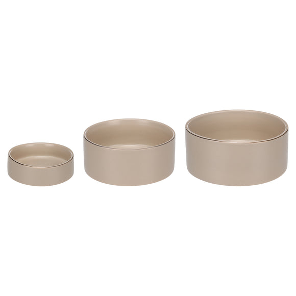 Flamingo Eram Ceramic Bowl – Beige Small Bowl with Shiny Rim, Durable Finish