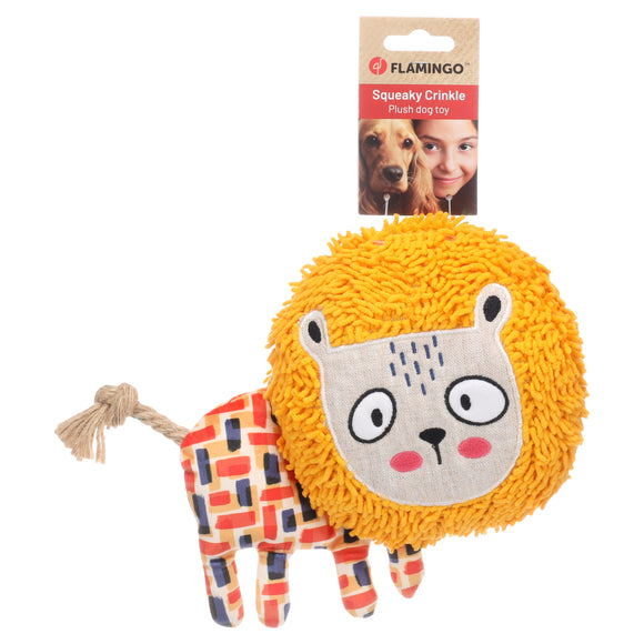 Flamingo Saffia Lion Plush Dog Toy – Soft Squeaker Lion with Rustling Sound