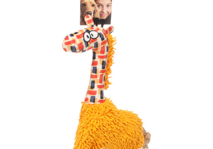 Flamingo Saffia Giraffe Plush Dog Toy – Soft Squeaky Animal, Durable Playtime Fun