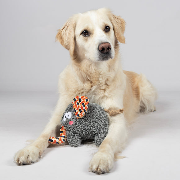 Flamingo Saffia Elephant Plush Dog Toy – Soft Rustling Elephant with Squeaker