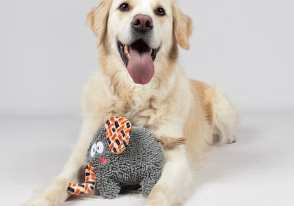 Flamingo Saffia Elephant Plush Dog Toy – Soft Rustling Elephant with Squeaker