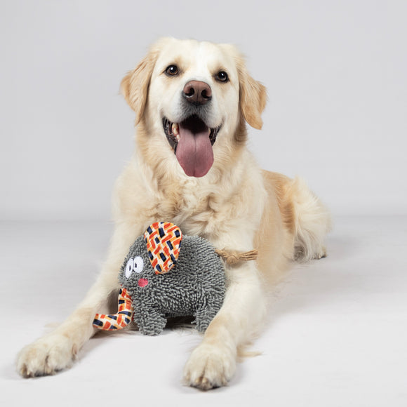 Flamingo Saffia Elephant Plush Dog Toy – Soft Rustling Elephant with Squeaker