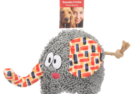 Flamingo Saffia Elephant Plush Dog Toy – Soft Rustling Elephant with Squeaker