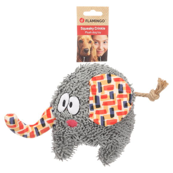 Flamingo Saffia Elephant Plush Dog Toy – Soft Rustling Elephant with Squeaker
