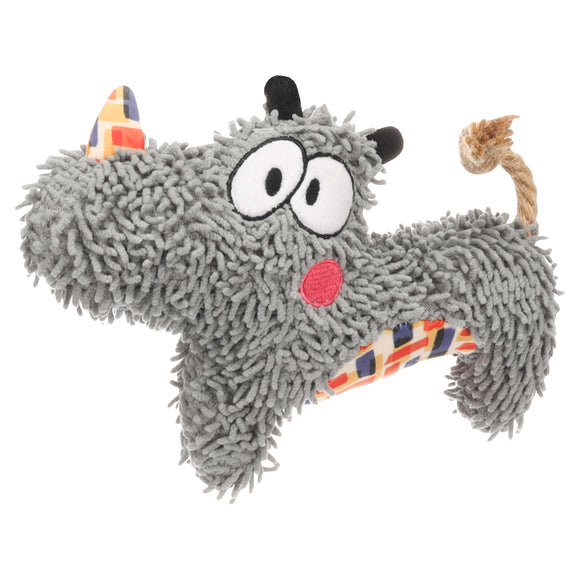 Flamingo Saffia Rhinoceros Plush Dog Toy – Soft Squeaky Animal, Durable Playtime Fun