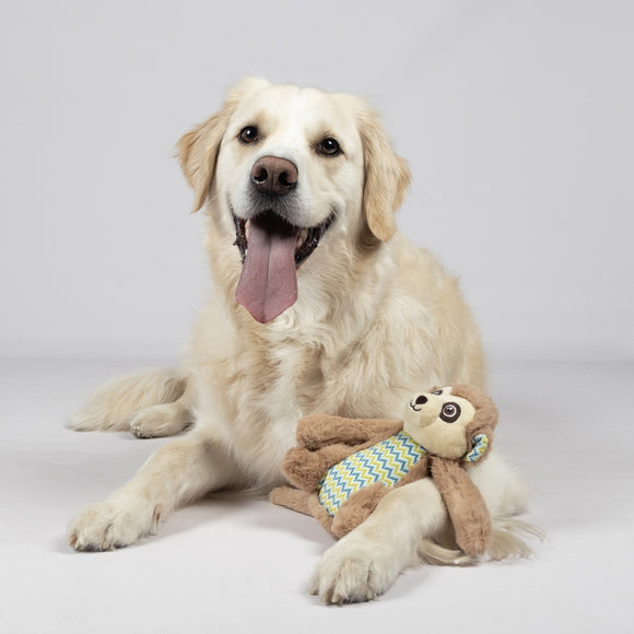 Flamingo Drala Plush Monkey Toy – Soft Brown 20cm with Squeaker, Durable Design