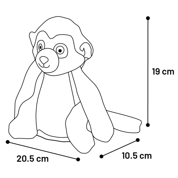 Flamingo Drala Plush Monkey Toy – Soft Brown 20cm with Squeaker, Durable Design