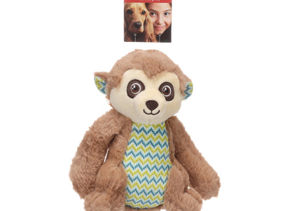 Flamingo Drala Plush Monkey Toy – Soft Brown 20cm with Squeaker, Durable Design