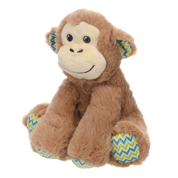 Flamingo Drala Sitting Monkey Plush Toy – Brown, 19cm, Soft Squeaker Playmate