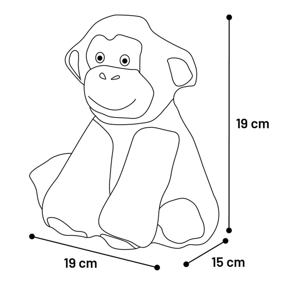 Flamingo Drala Sitting Monkey Plush Toy – Brown, 19cm, Soft Squeaker Playmate