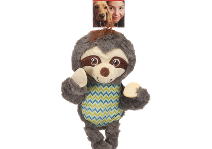 Flamingo Drala Sloth Plush Toy – Soft Grey 29cm Squeaky Companion, Durable Design