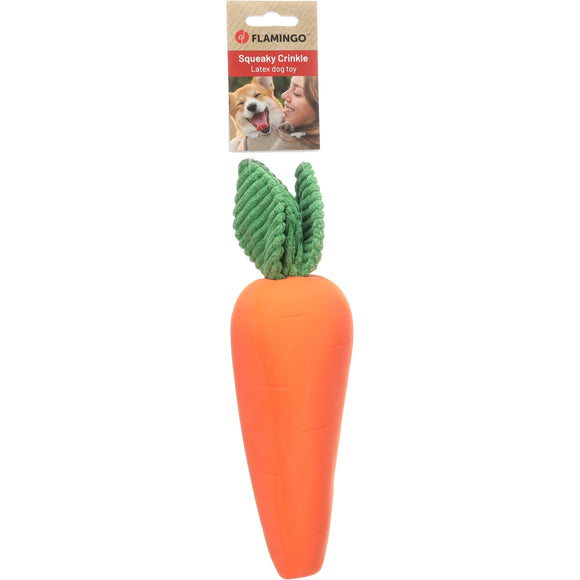 Flamingo Seezo Carrot Rubber Toy – Durable Squeaky Play Toy with Fun Sound Effects