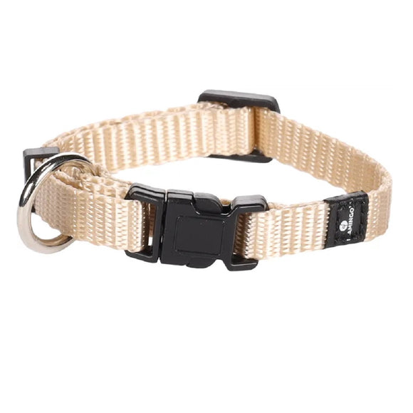 Flamingo Ziggi Small Nylon Collar 20-35cm – Adjustable, Lightweight, Beige Design