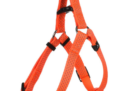 Flamingo Step&Go Ziggi Reflective Neon Dog Harness – Locking Buckle, Orange, Large Size
