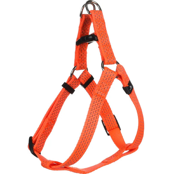 Flamingo Step&Go Ziggi Reflective Neon Dog Harness – Locking Buckle, Orange, Large Size