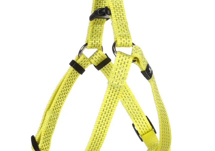 Flamingo Step&Go Ziggi Reflective Neon Yellow Harness – XL, Secure Locking Buckle, Step-In Design