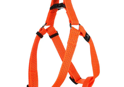 Flamingo Step&Go Ziggi Reflective Neon Dog Harness – Locking Buckle, Orange, Large Size