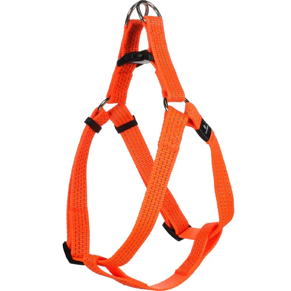 Flamingo Step&Go Ziggi Reflective Neon Dog Harness – Locking Buckle, Orange, Large Size