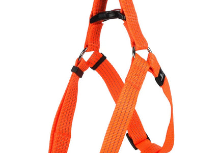 Flamingo Step&Go Ziggi Reflective Neon Dog Harness – Locking Buckle, Orange, Large Size
