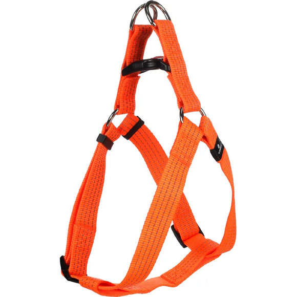 Flamingo Step&Go Ziggi Reflective Neon Dog Harness – Locking Buckle, Orange, Large Size