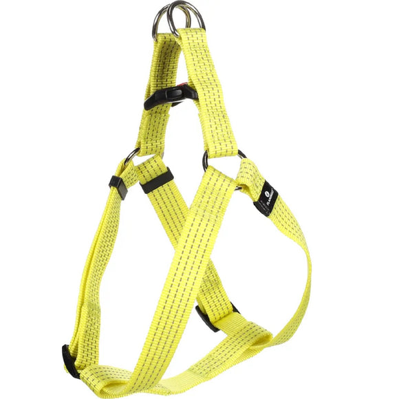 Flamingo Step&Go Ziggi Reflective Neon Yellow Harness – XL, Secure Locking Buckle, Step-In Design
