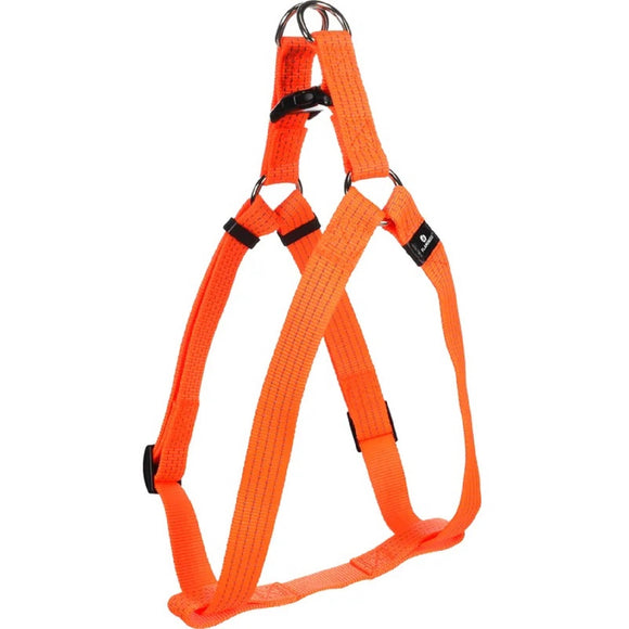 Flamingo Step&Go Ziggi Reflective Neon Dog Harness – Locking Buckle, Orange, Large Size