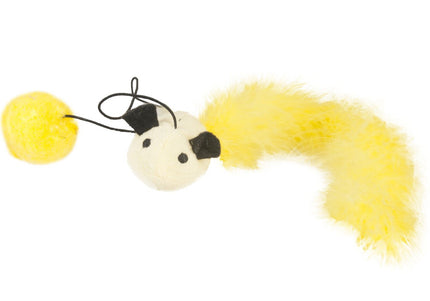 Flamingo Cat Mouse Ball Toy – Fuchsia, 35cm, Feather Boa Tail, Rustling Sound