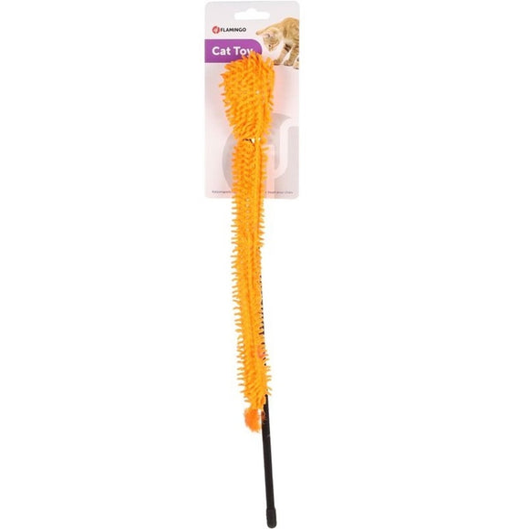 Flamingo Cat Dangler Terry – Fuchsia Mop-Style Teaser Rod with Feathers, Interactive Play