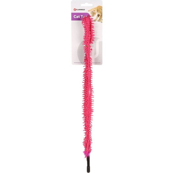 Flamingo Cat Dangler Terry – Fuchsia Mop-Style Teaser Rod with Feathers, Interactive Play