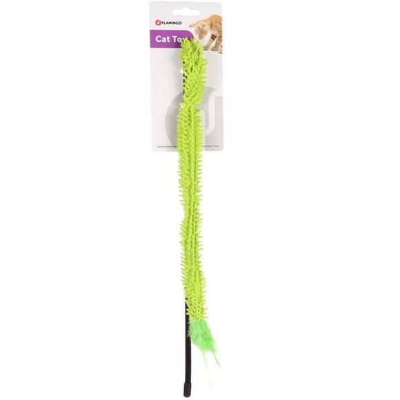 Flamingo Cat Dangler Terry – Fuchsia Mop-Style Teaser Rod with Feathers, Interactive Play