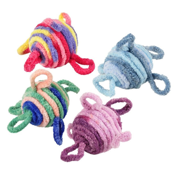Flamingo Cat Woolen Balls – Microfiber Loops, Rattling Sound, 2 Pack