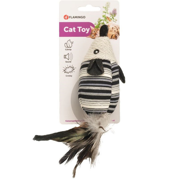 Flamingo Cat Pirin Rat Toy 24cm – Stylish Plush with Rattle, Feathers, Catnip Infusion