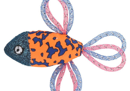 Flamingo Cat Asli Fish Toy – Blue Mesh Rattle Fish, 12.5cm, Engaging Small Cat Play