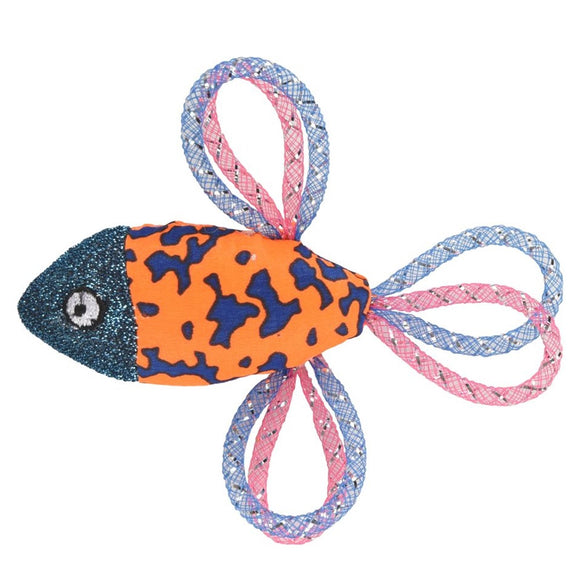 Flamingo Cat Asli Fish Toy – Blue Mesh Rattle Fish, 12.5cm, Engaging Small Cat Play