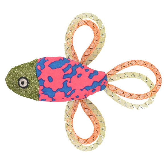 Flamingo Cat Asli Fish Toy – Blue Mesh Rattle Fish, 12.5cm, Engaging Small Cat Play
