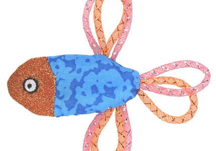 Flamingo Cat Asli Fish Toy – Blue Mesh Rattle Fish, 12.5cm, Engaging Small Cat Play