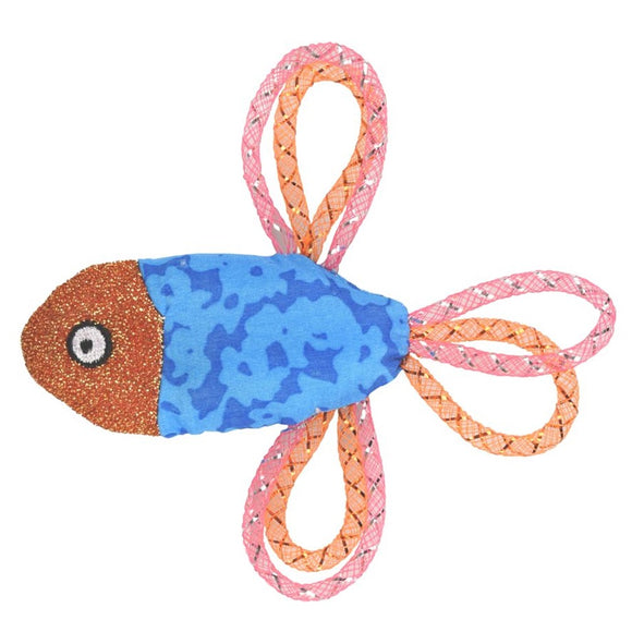 Flamingo Cat Asli Fish Toy – Blue Mesh Rattle Fish, 12.5cm, Engaging Small Cat Play