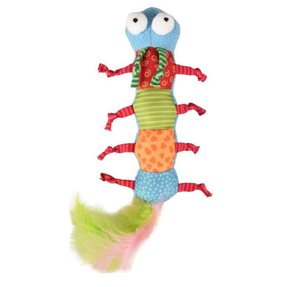 Flamingo Yowly Caterpillar Cat Toy – Long Plush Design with Feathers and Catnip